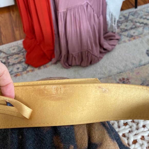 Selfie Leslie Belted Satin Cowl Neck Dress - Mustard - Picture 14 of 14